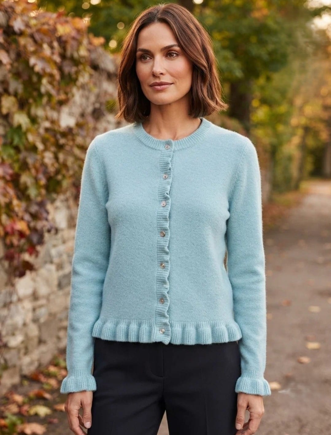 House of Trendz Boutique clothing Aryeh Ruffle Detail Sweater Glacier Blue