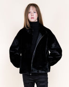 House of Trendz Boutique clothing Reversible Vegan Leather Bomber Jacket - Black