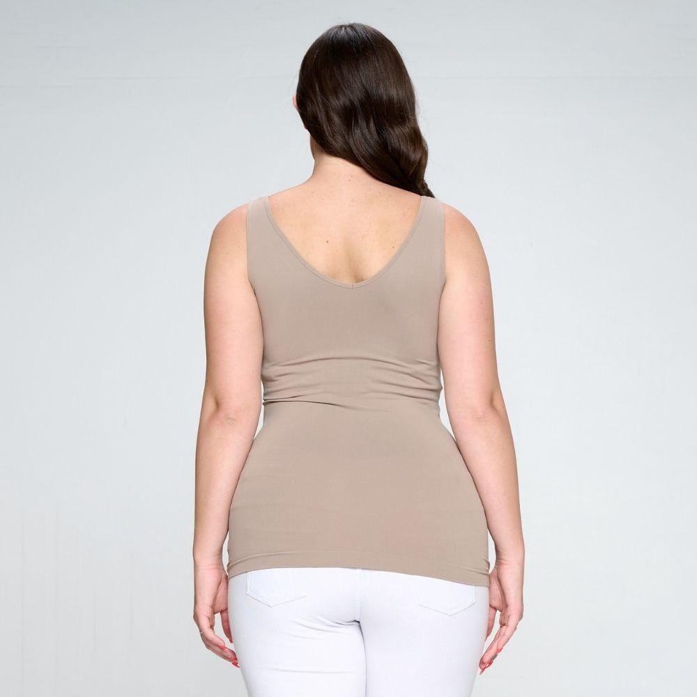 House of Trendz Boutique clothing Seamless Basic Tank Plus Light Mocha
