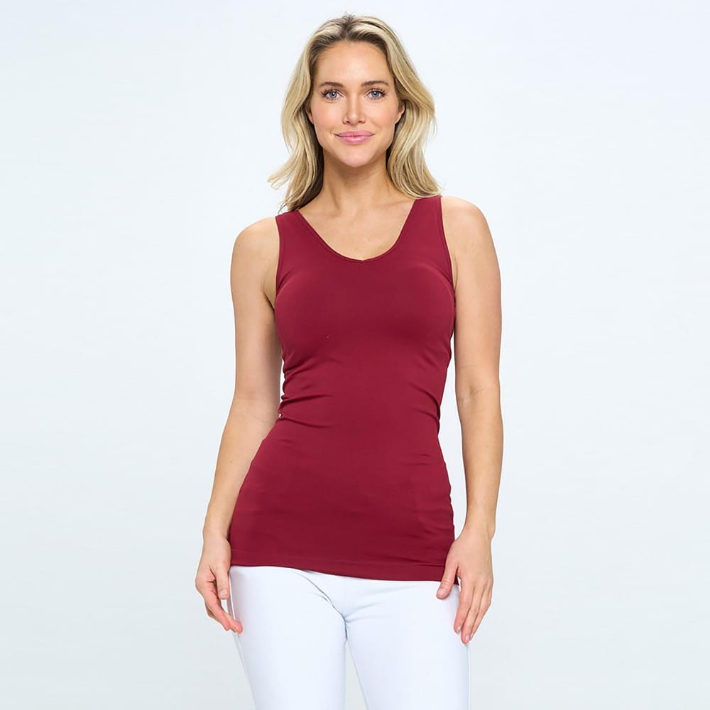 House of Trendz Boutique clothing Seamless Basic Tank Regular Burgundy