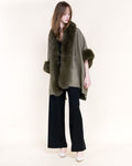 House of Trendz Boutique clothing Shaggy Faux Fur Trim Cape - Olive