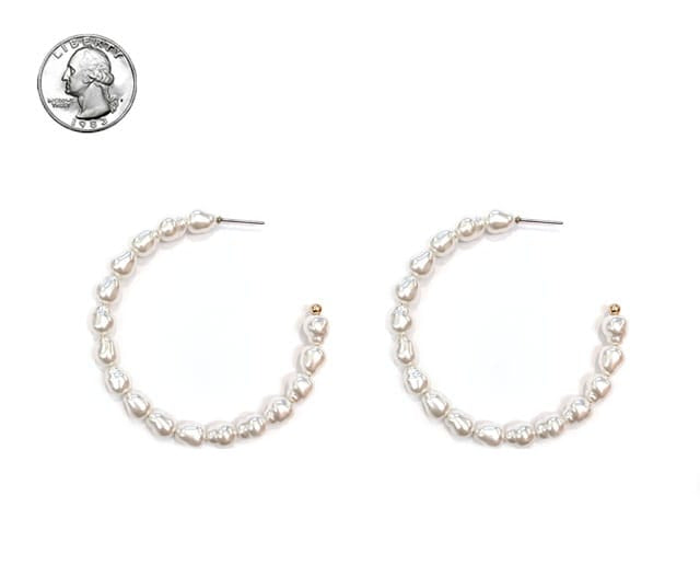 House of Trendz Boutique Earrings Fresh Water Pearl Hoop Earring