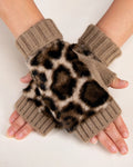 House of Trendz Boutique Gloves Faux Fur Leopard Print Fingerless Gloves
