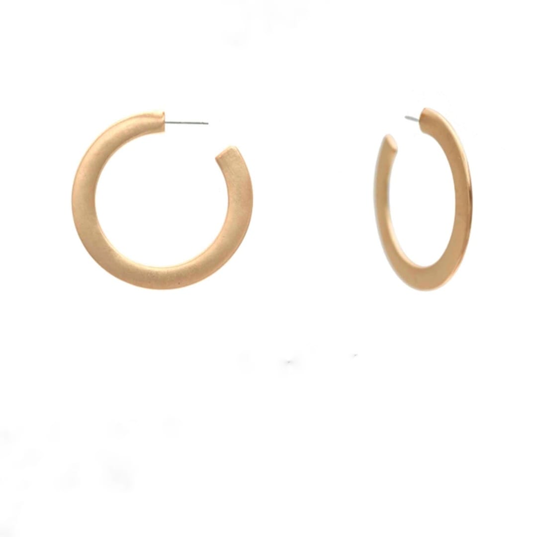 House of Trendz Boutique jewelry 2" Flat Hoop Matte Gold