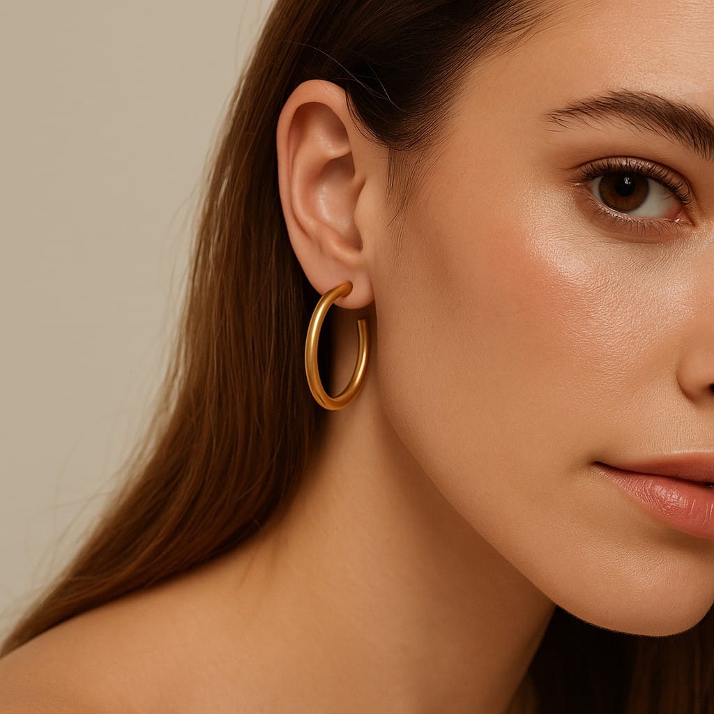 House of Trendz Boutique jewelry 40MM Brushed Gold Hoop Earring