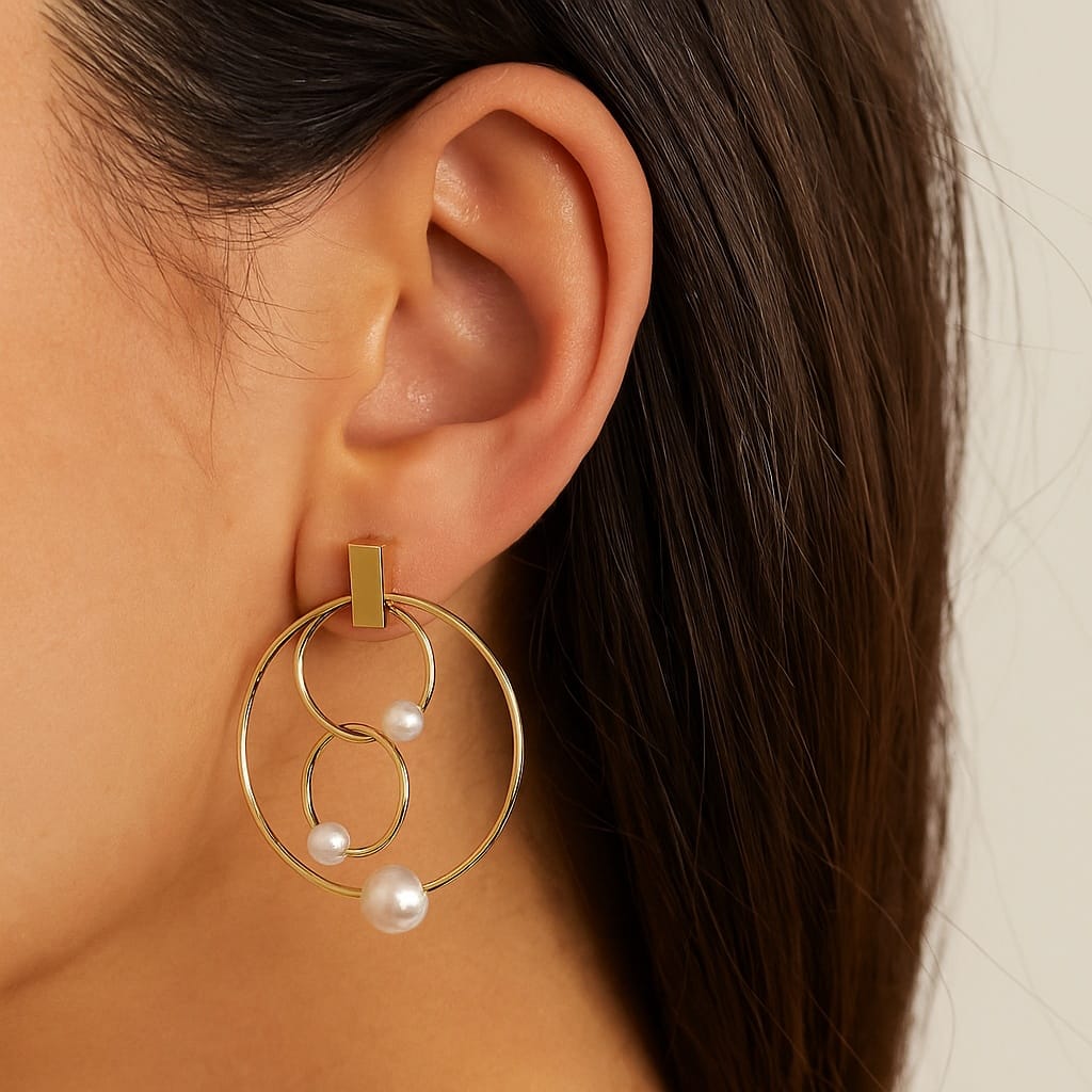 House of Trendz Boutique jewelry Abstract Fashion Pearl Statement Earring