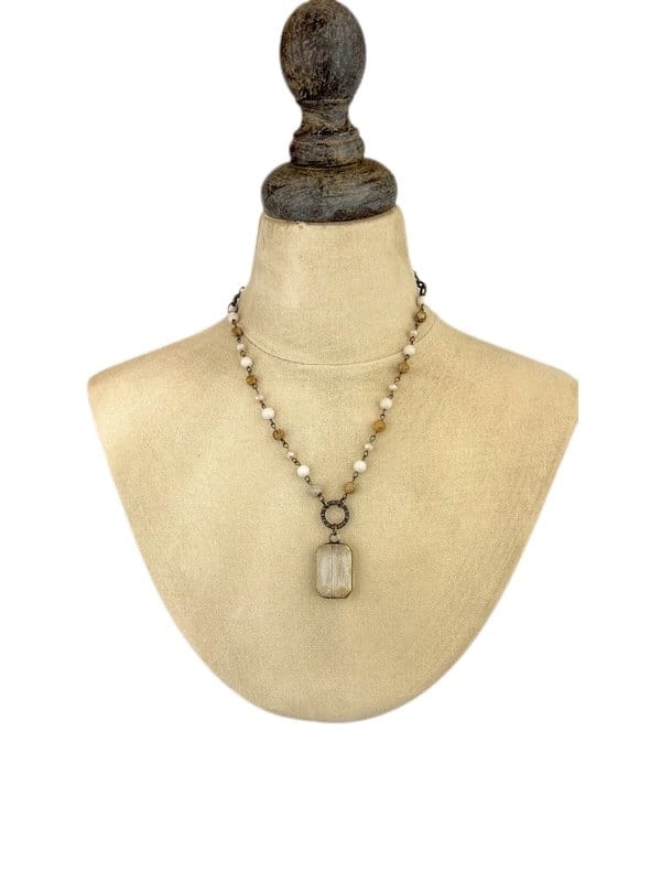 House of Trendz Boutique jewelry Boho Collection  Emerald Cut Jasper Necklace
