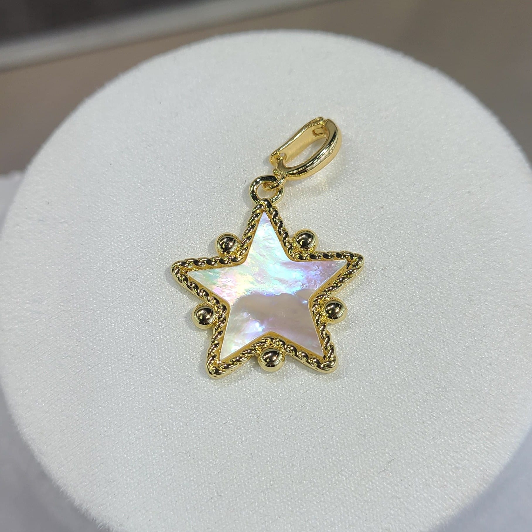 House of Trendz Boutique jewelry Water Resistant Gold Plated Mother of Pearl Star Charm