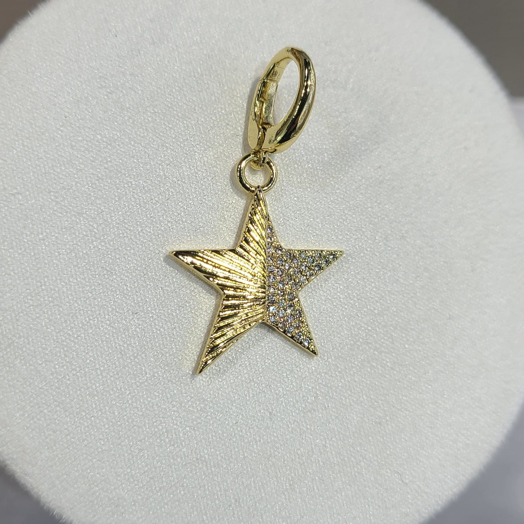 House of Trendz Boutique jewelry Water Resistant Half Pave Crystal Gold Plated Star Charm