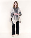 House of Trendz Boutique Outerwear Shaggy Faux Fur & Suede Cape with Sleeves
