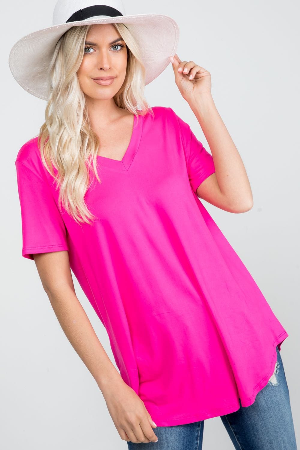 House of Trendz clothing Fab Fit Basic Short Sleeve (Fuchsia)