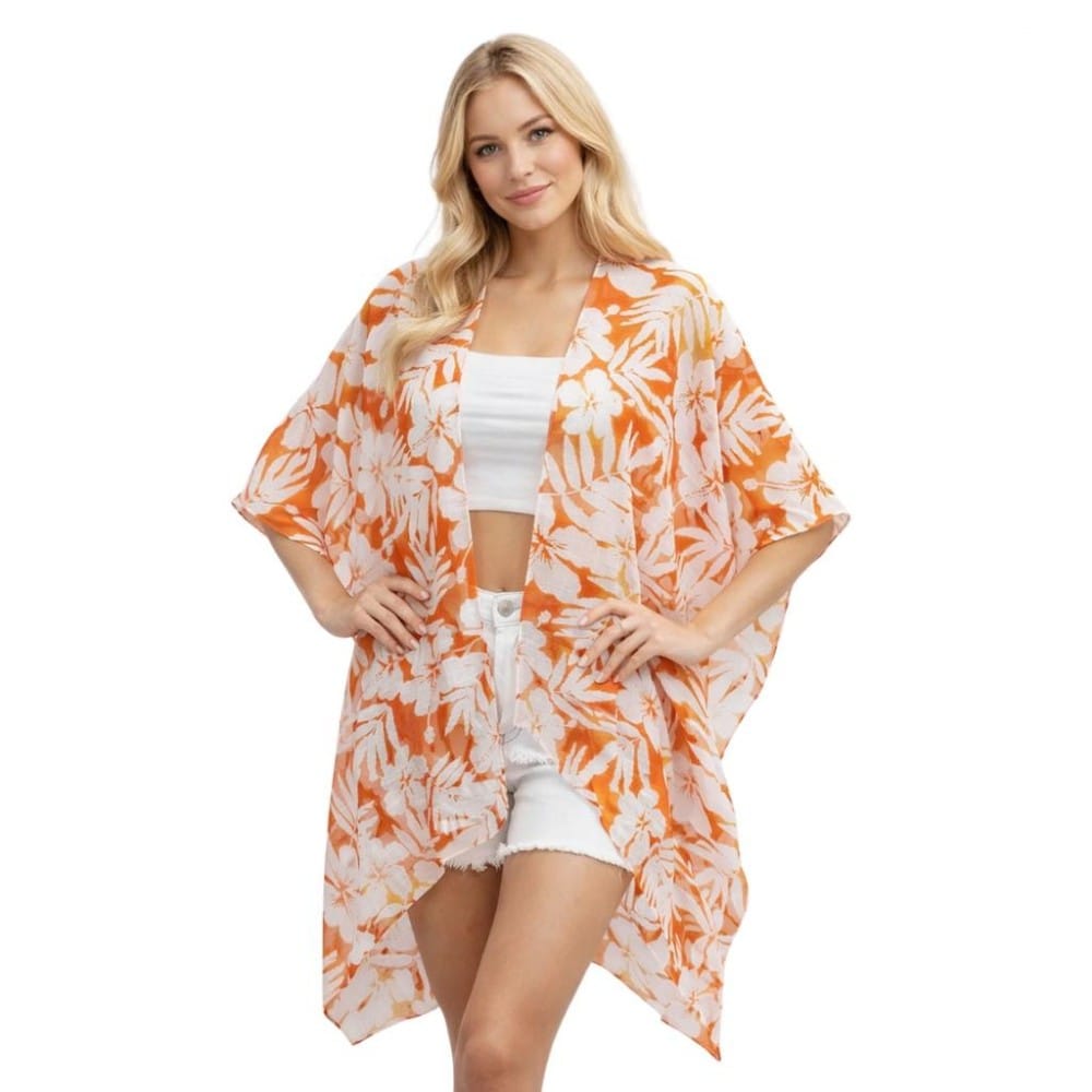 House of Trendz clothing Orange Blossom Print Coverup Kimono