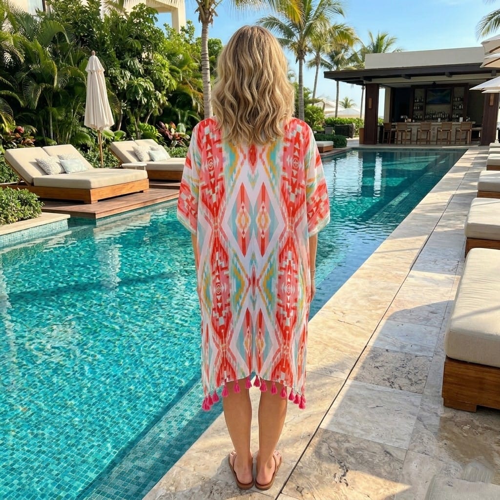 House of Trendz clothing Pink Abstract Print Coverup Kimono