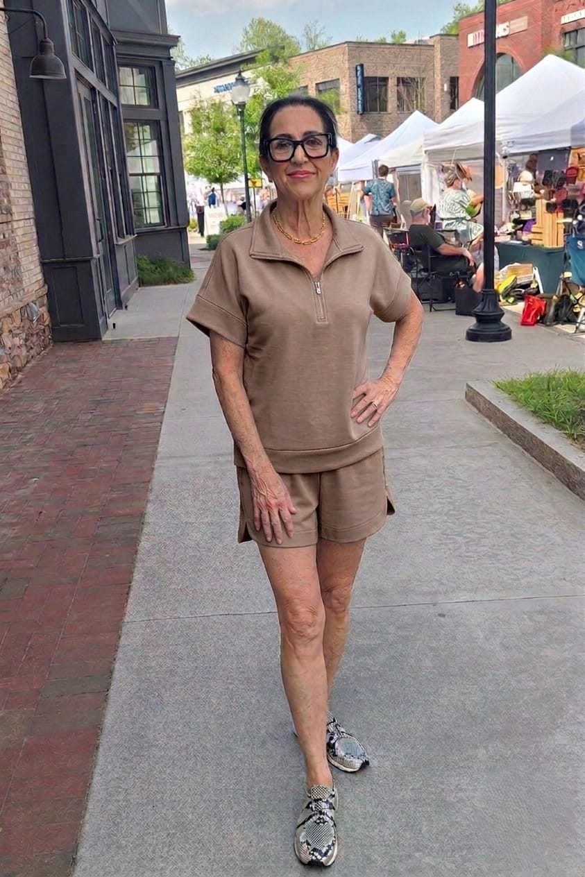 House of Trendz clothing Scuba Henley Shorts Set Cocoa Puff