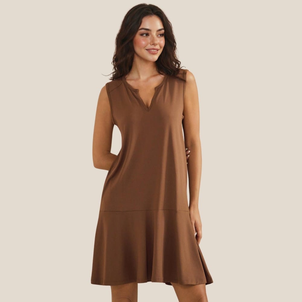 House of Trendz clothing Summer Basics Dress Cafe Au Lait