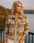 House of Trendz clothing Tan Plaid Shacket