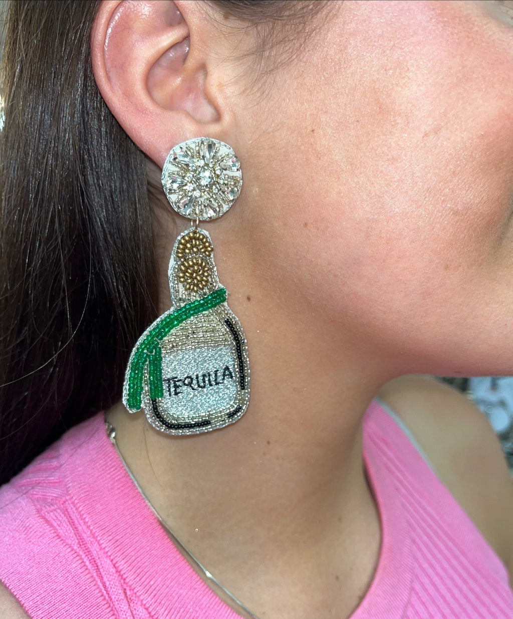 House of Trendz Earrings Seed Bead Statement Earring Tequila
