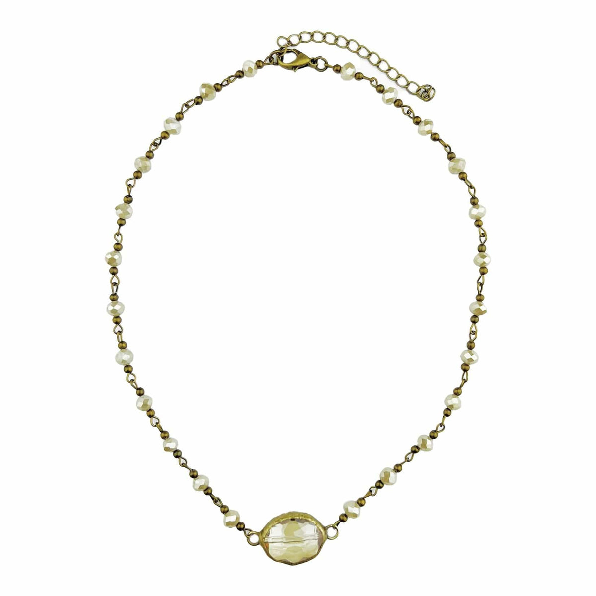 House of Trendz jewelry Boho Collection Oval Double Bead Crystal Necklace
