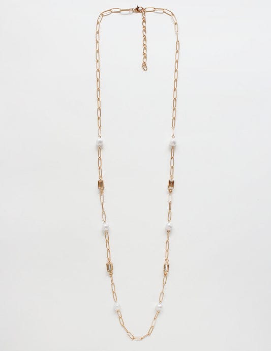 House of Trendz jewelry Layering Chain Necklace w/Crystals & Pearls