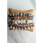 House of Trendz jewelry Shades of Grey Dalmatian Jasper & Crystal Set of 5 Layering Bracelets