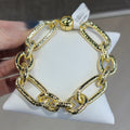 House of Trendz jewelry Water Resistant Gold Plated Hammered Link Chain Bracelet