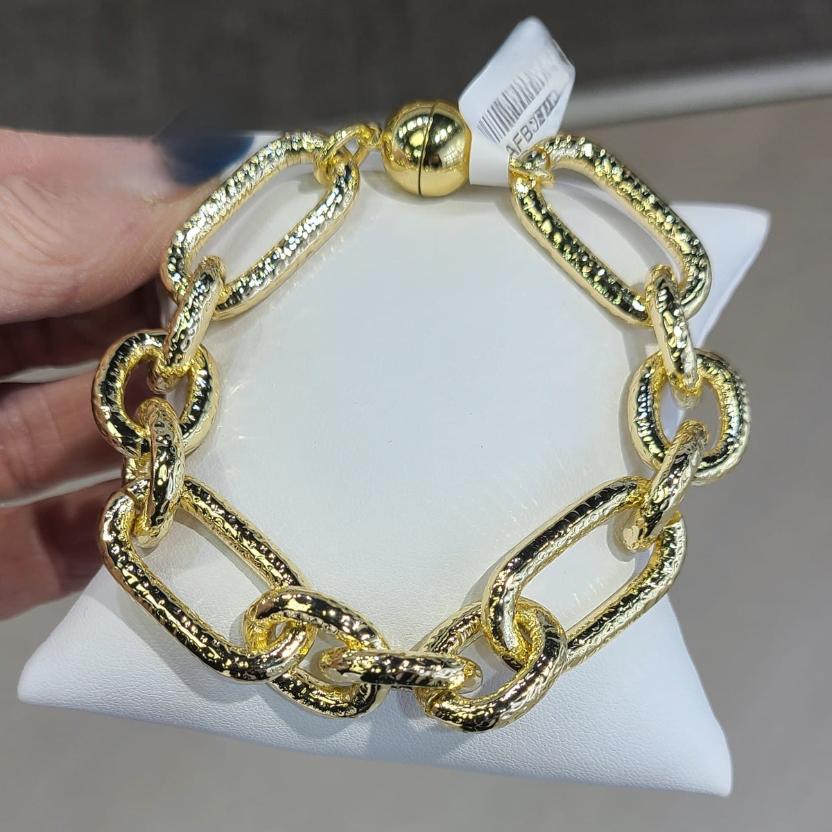 House of Trendz jewelry Water Resistant Gold Plated Hammered Link Chain Bracelet