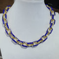 House of Trendz jewelry Water Resistant Gold Plated Navy Blue Enamel Link Chain Necklace