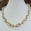 House of Trendz jewelry Water Resistant Gold Plated White Enamel Link Chain Necklace