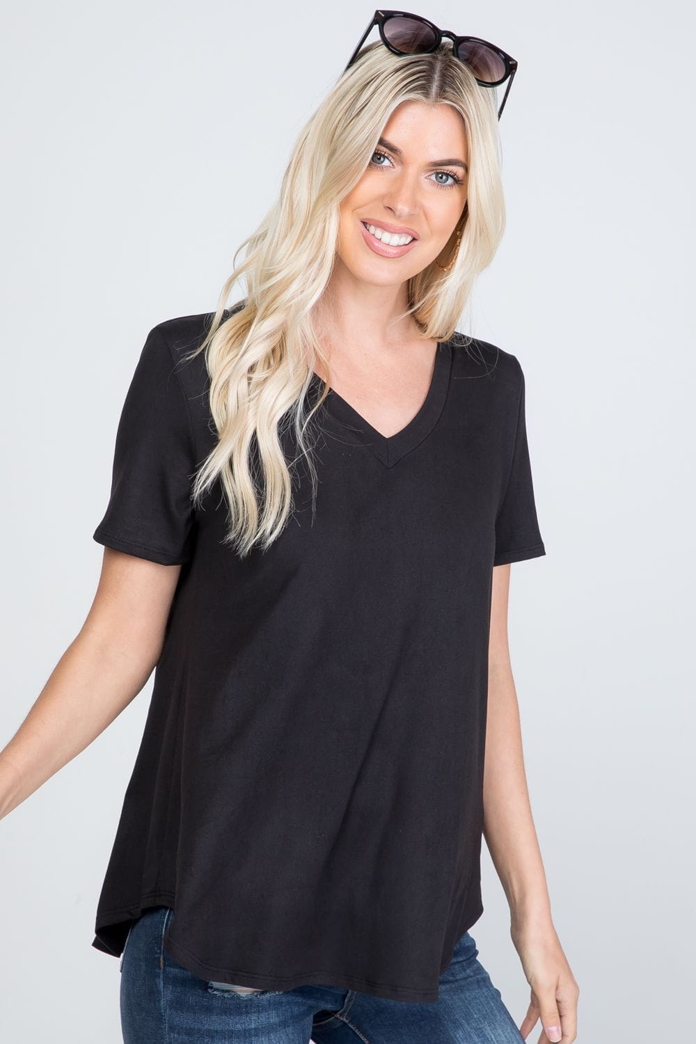 House of Trendz Top Fab Fit Basic Short Sleeve (Black)