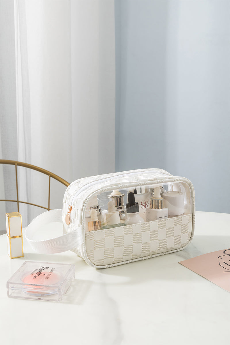 Checkered Monogram Toiletry Bag Ivory
