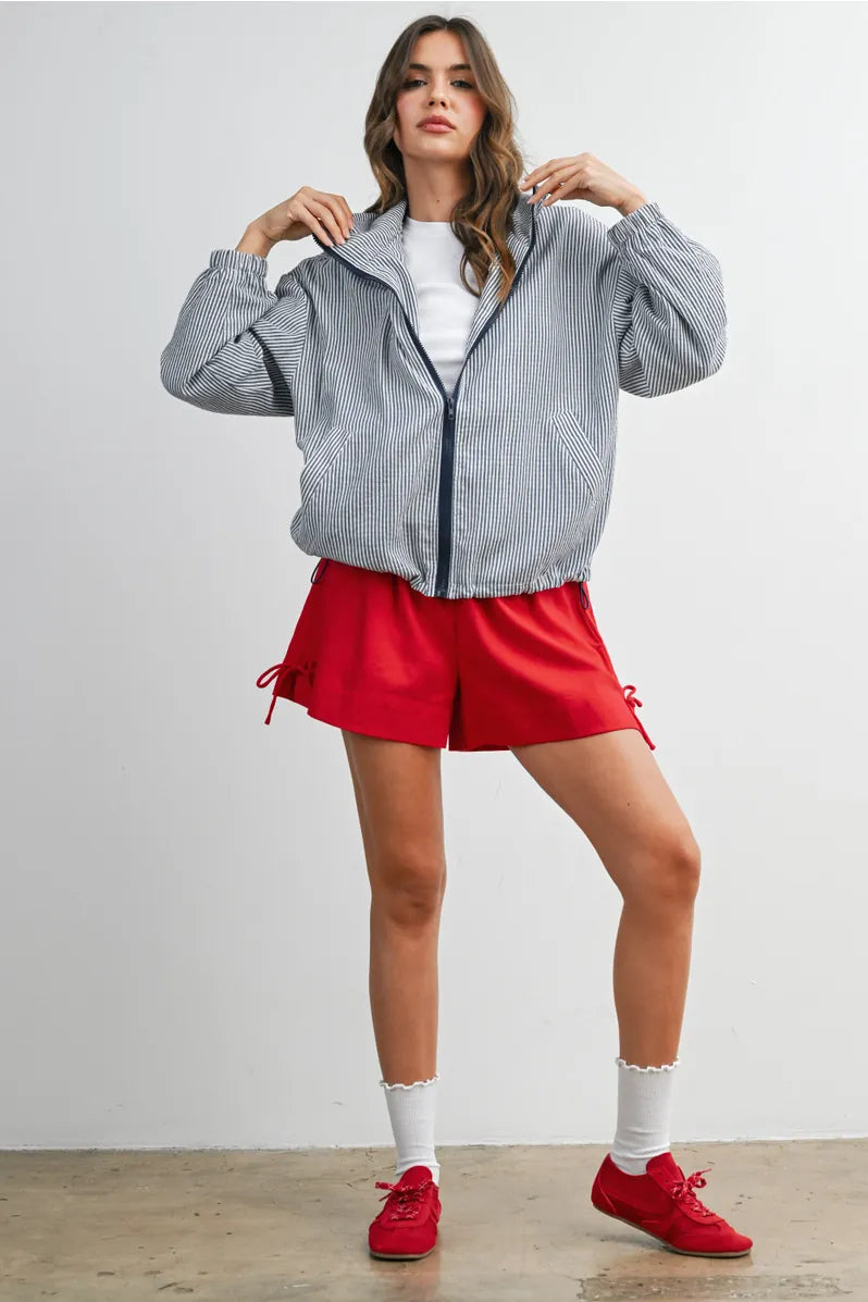 Buttermelon clothing Navy Striped Zip-Up Resort Jacket