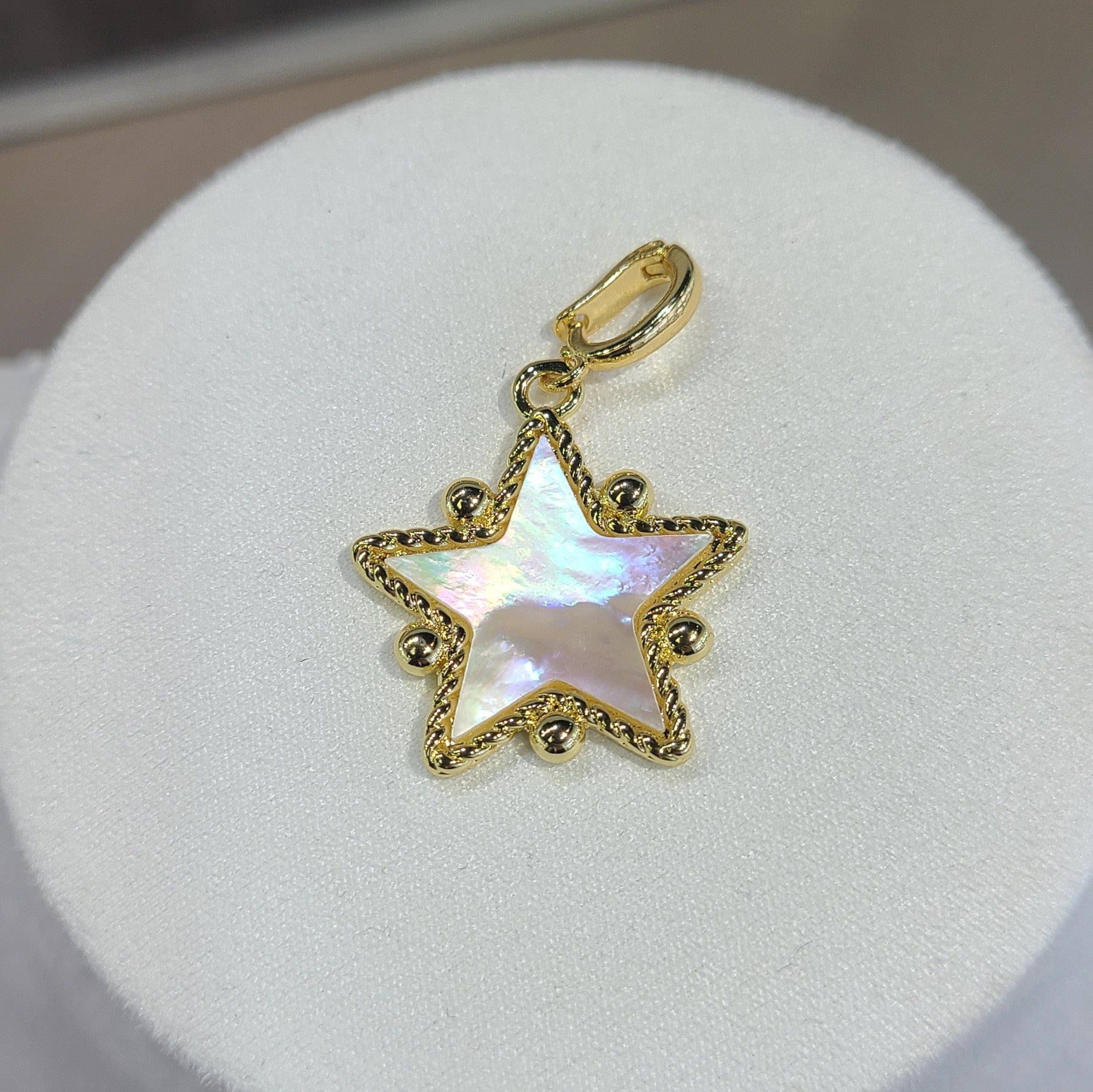 Water Resistant Gold Plated Mother of Pearl Star Charm