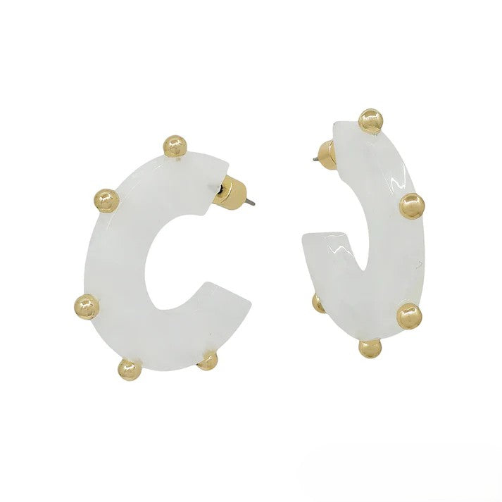 White Cloud Gold Studded Thick Hoop Earring