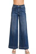 Zenana clothing Zenana Denim Wide Leg Pintuck Jeans Dark Wash