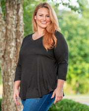 Fab Fit Basic 3/4 Sleeve Tee (Black)