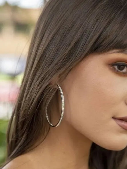 Extra Large Inside Out Gold Crystal Hoop Earring - House of Trendz Atlanta