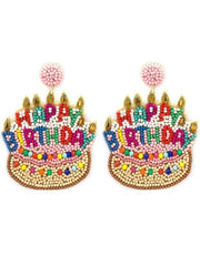 Happy Birthday Cake Seed Bead Earring - House of Trendz Atlanta