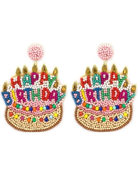 Happy Birthday Cake Seed Bead Earring - House of Trendz Atlanta