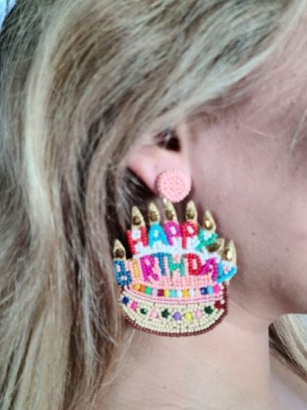 Happy Birthday Seed Bead Earring - House of Trendz Atlanta