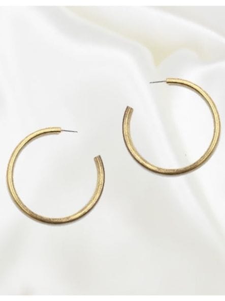 House of Trendz Earrings Large Gold Brushed Hoop 4mm / 50 mm