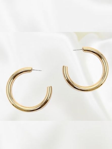 Medium Gold Shiny Hoop 40mm - House of Trendz Atlanta