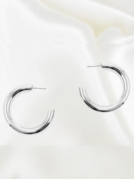 Medium Silver Shiny Hoop 40mm - House of Trendz Atlanta