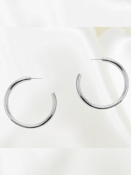 Medium Silver Shiny Hoop 40mm  - House of Trendz Atlanta