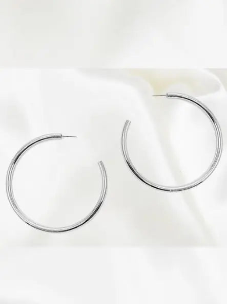 Silver Shiny Hoop 70 mm - House of Trendz Atlanta