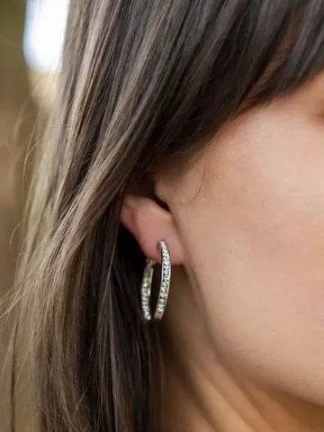 Inside Out 30MM Crystal Hoop Earring (Small Gold)