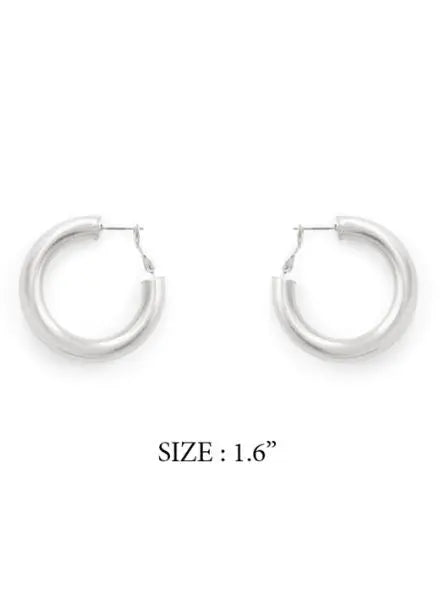 House of Trendz Earrings Chubby Hoop Earrings (Brushed Hematite)