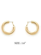 House of Trendz Earrings Chubby Hoop Earrings (Brushed Silver)