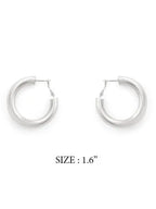 House of Trendz Earrings Chubby Hoop Earrings (Brushed Silver)