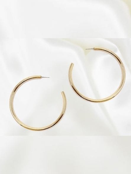 House of Trendz Earrings Gold Shiny Hoop 4mm / 70 mm (XXL)