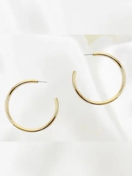 House of Trendz Earrings Large Gold Shiny Hoop 4mm / 50 mm